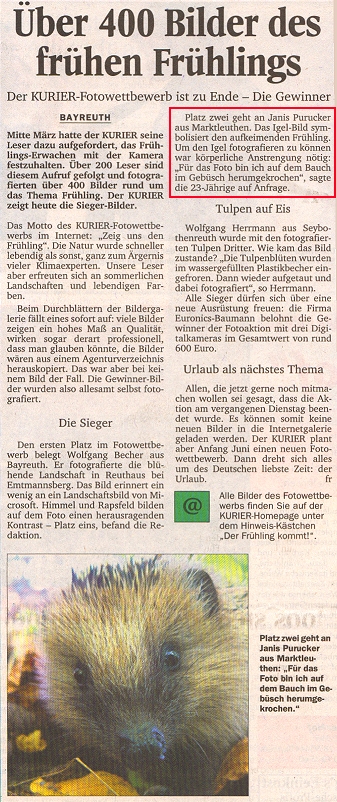 Zeitungsausschnitt Fotowettbewerb